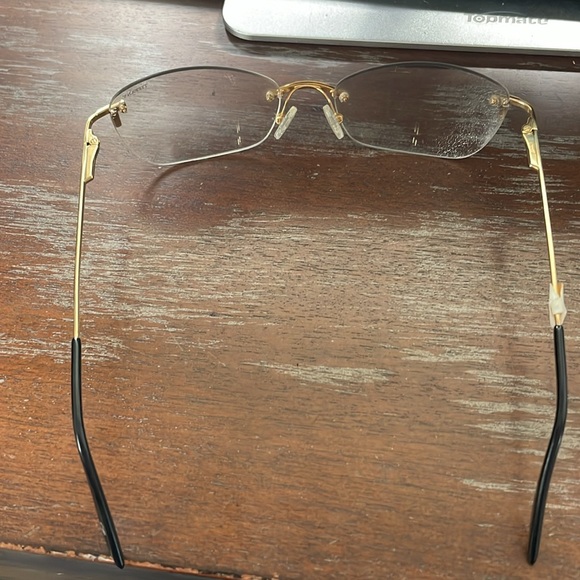 Tiffany Lunettes T784 C4 23k gold plated black gold rimless eyeglasses - Picture 12 of 16